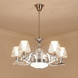 Retro Rustic Luxury Crystal Pendant Lamp Chandelier with Glass Shade