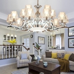 Retro Rustic Luxury Crystal Pendant Lamp Chandelier with Glass Shade