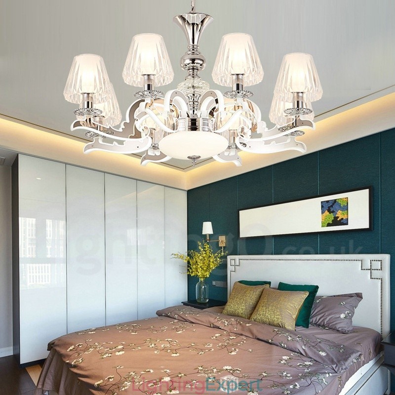 Retro Rustic Luxury Crystal Pendant Lamp Chandelier with Glass Shade