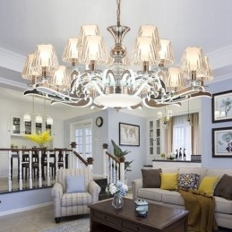 Retro Rustic Luxury Crystal Pendant Lamp Chandelier with Glass Shade
