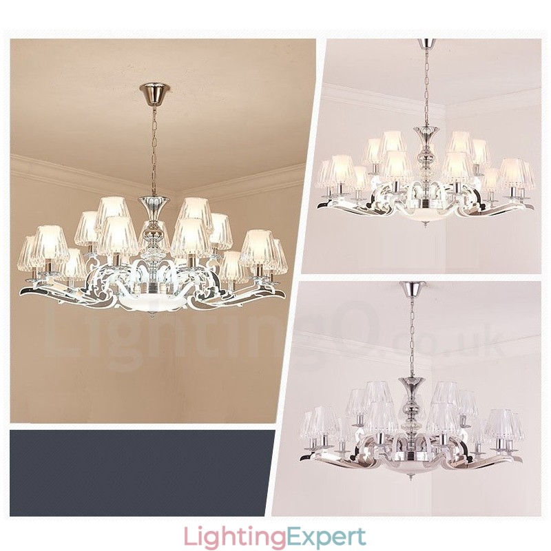 Retro Rustic Luxury Crystal Pendant Lamp Chandelier with Glass Shade