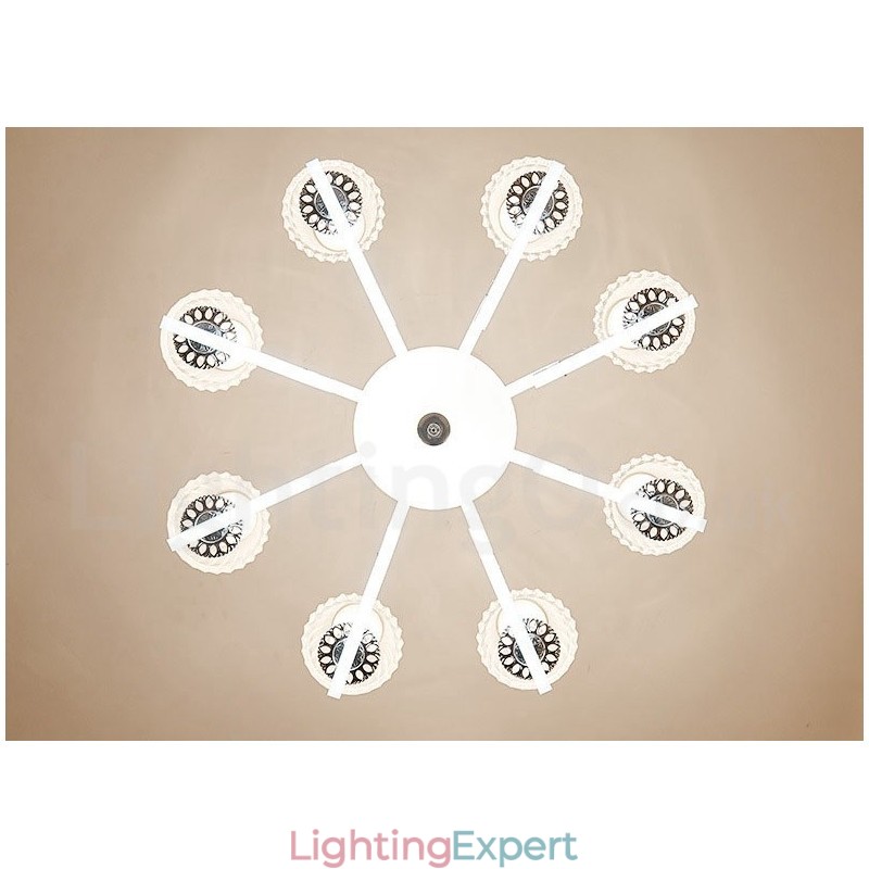 Retro Rustic Luxury Crystal Pendant Lamp Chandelier with Glass Shade