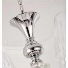 Retro Rustic Luxury Crystal Pendant Lamp Chandelier with Glass Shade