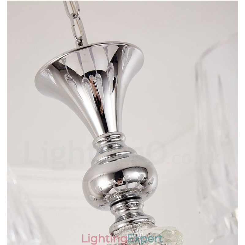 Retro Rustic Luxury Crystal Pendant Lamp Chandelier with Glass Shade