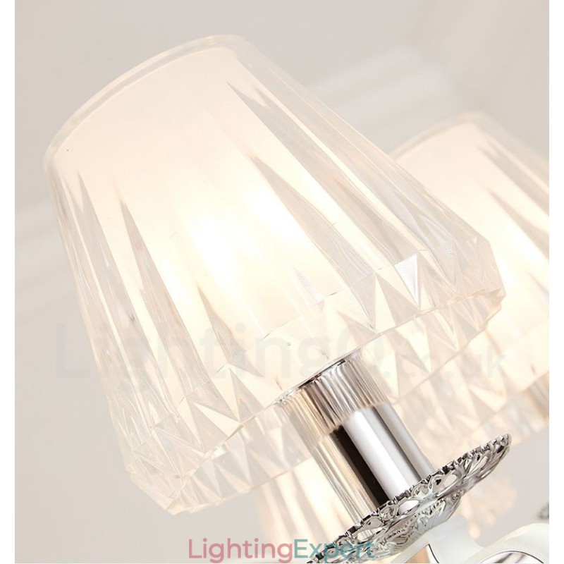 Retro Rustic Luxury Crystal Pendant Lamp Chandelier with Glass Shade