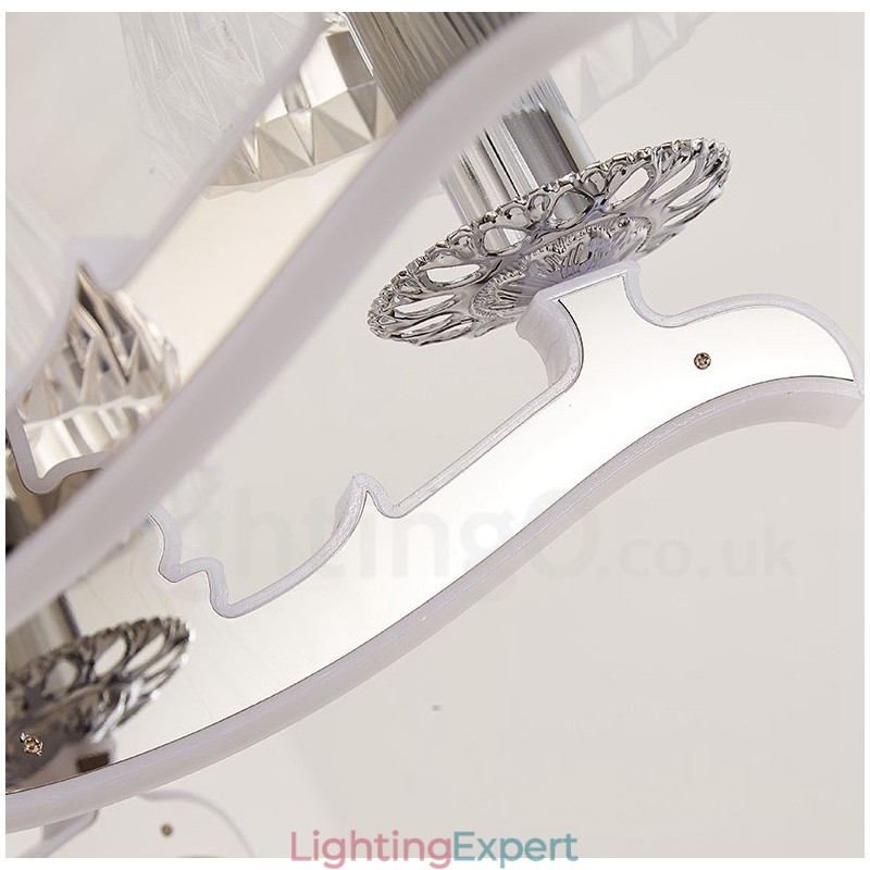 Retro Rustic Luxury Crystal Pendant Lamp Chandelier with Glass Shade