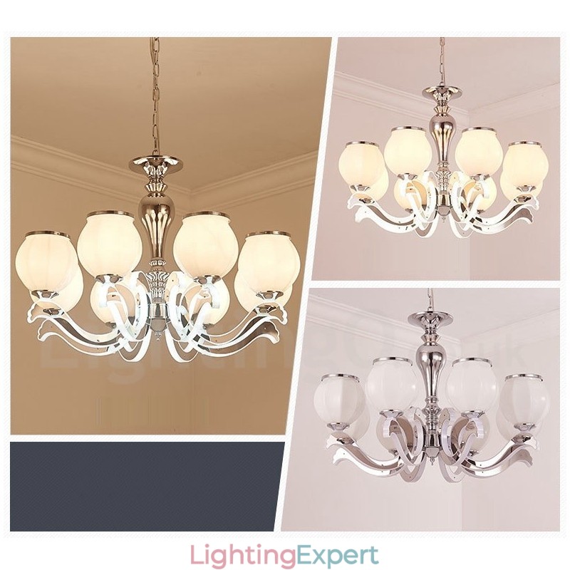 8 Light Modern Contemporary Luxury Pendant Lamp Chandelier with Glass Shade