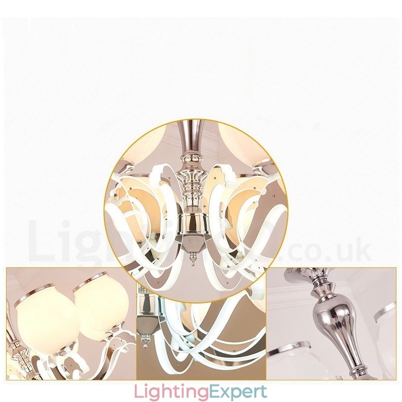 8 Light Modern Contemporary Luxury Pendant Lamp Chandelier with Glass Shade