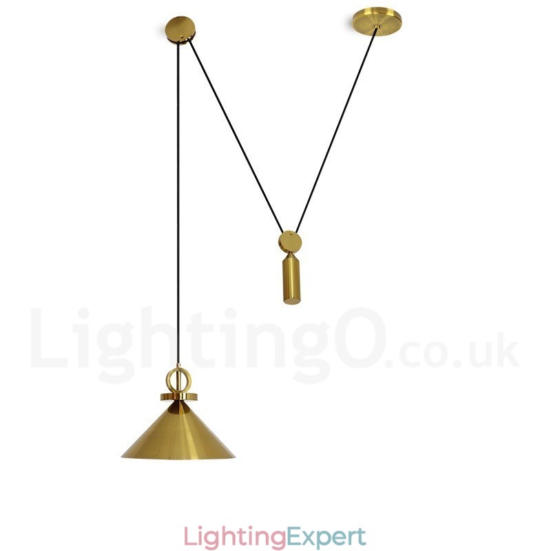 Pure Copper Modern Contemporary Nordic Style Rise and Fall Pendant Light Brass Ceiling Lamp