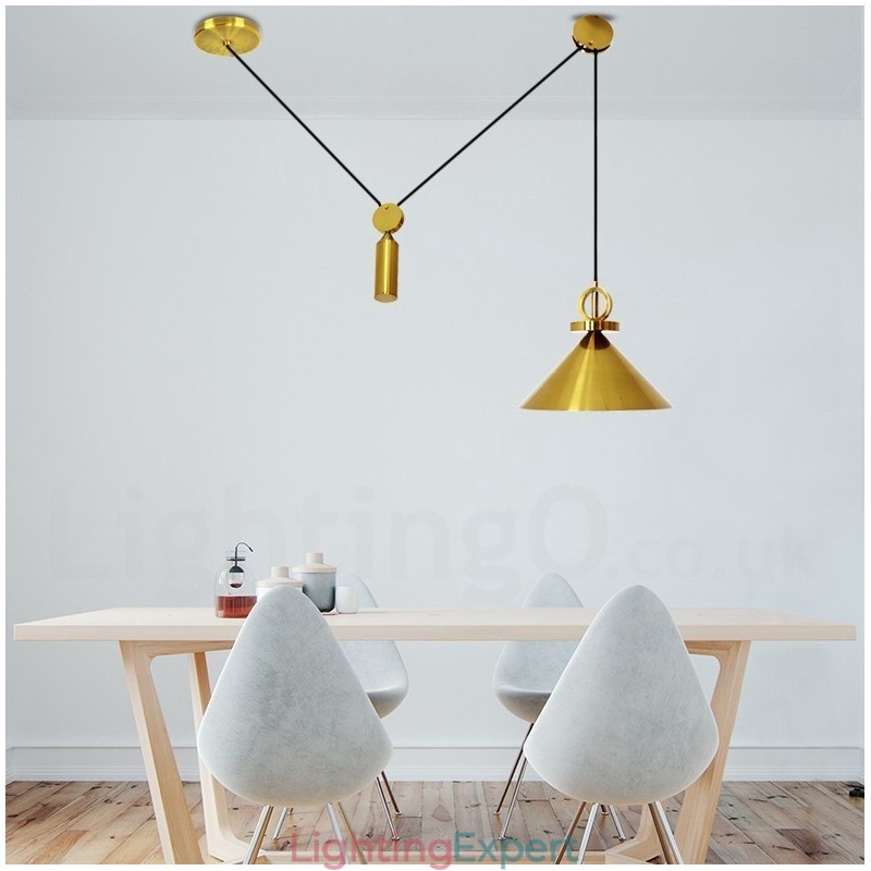Pure Copper Modern Contemporary Nordic Style Rise and Fall Pendant Light Brass Ceiling Lamp