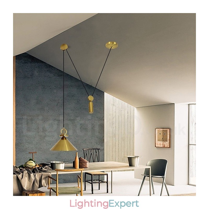 Pure Copper Modern Contemporary Nordic Style Rise and Fall Pendant Light Brass Ceiling Lamp