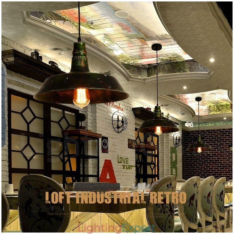 1 Light Rustic Lodge Retro Vintage Pendant Light Loft