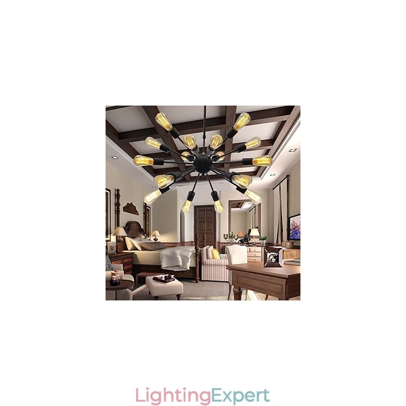 North American Style Minimalist Radial 18 Light Chandelier