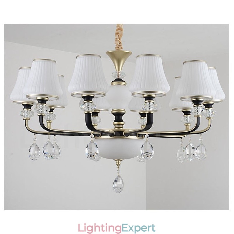 Modern Contemporary Retro Luxury Crystal Pendant Lamp Chandelier with Glass Shade
