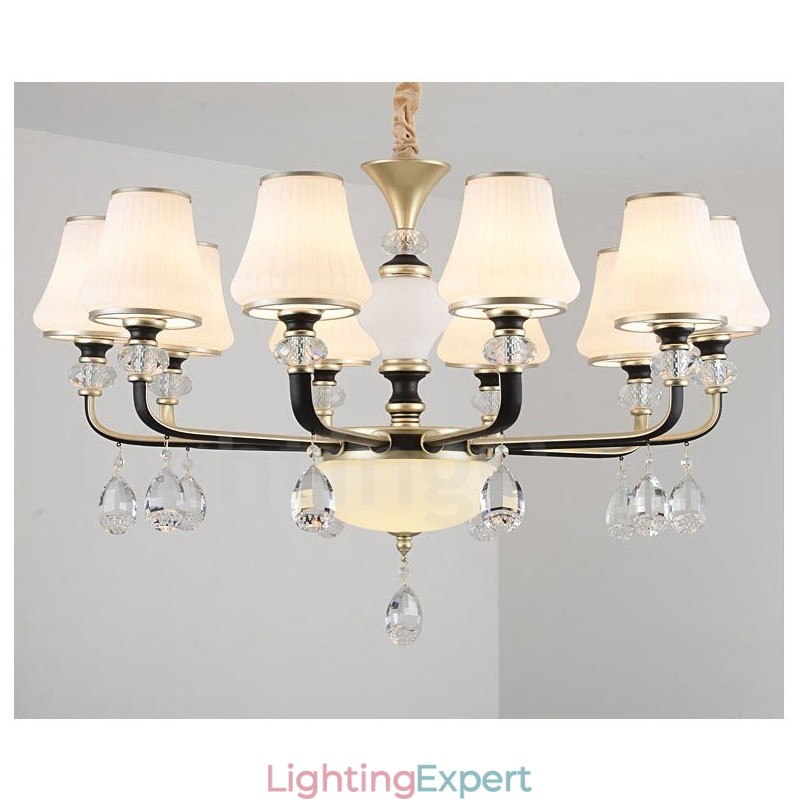 Modern Contemporary Retro Luxury Crystal Pendant Lamp Chandelier with Glass Shade