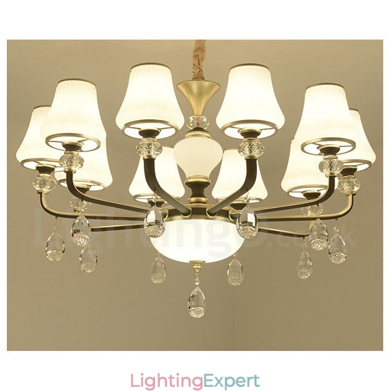 Modern Contemporary Retro Luxury Crystal Pendant Lamp Chandelier with Glass Shade