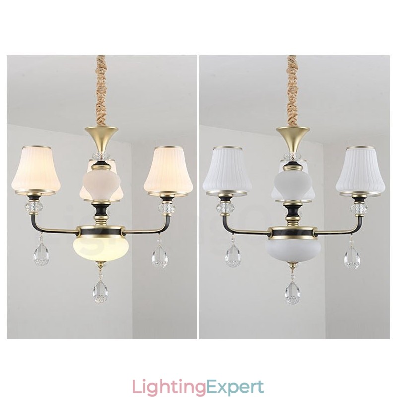 Modern Contemporary Retro Luxury Crystal Pendant Lamp Chandelier with Glass Shade