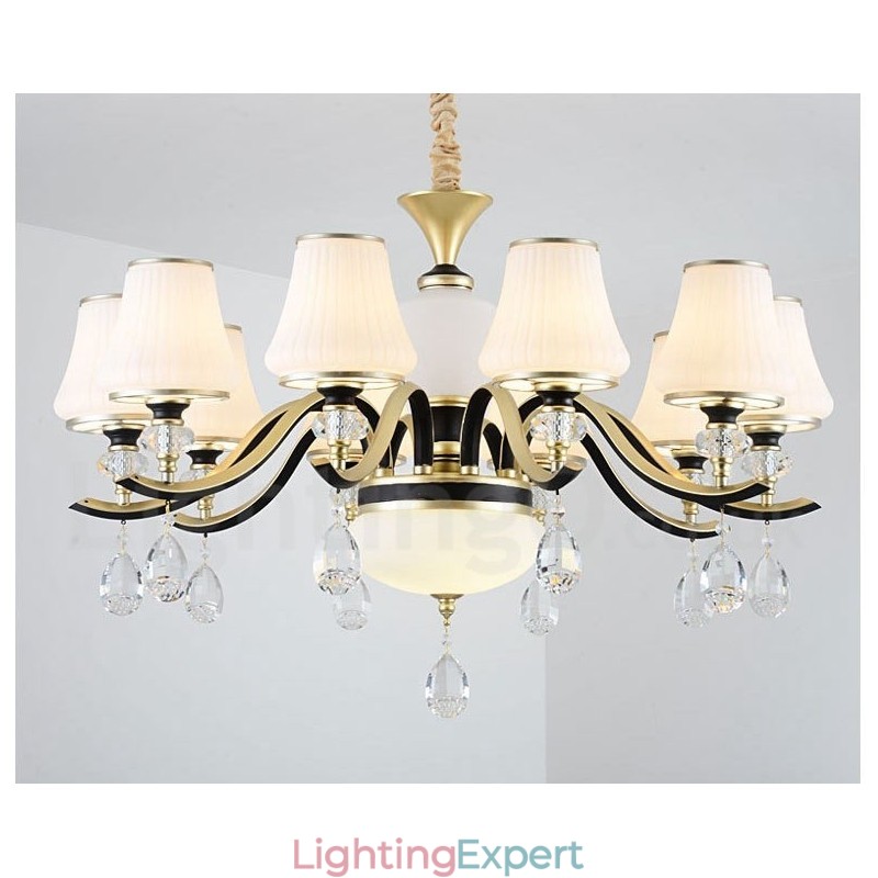 Modern Contemporary Retro Luxury Crystal Pendant Lamp Chandelier with Glass Shade
