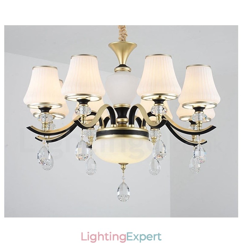 Modern Contemporary Retro Luxury Crystal Pendant Lamp Chandelier with Glass Shade