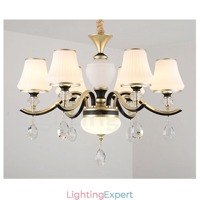 Modern Contemporary Retro Luxury Crystal Pendant Lamp Chandelier with Glass Shade