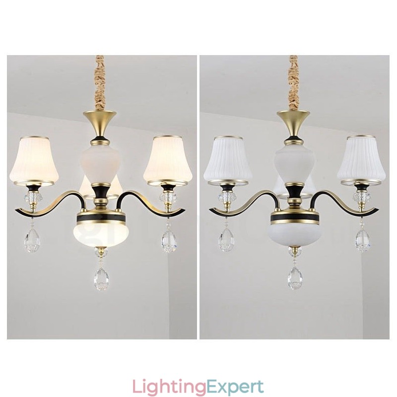 Modern Contemporary Retro Luxury Crystal Pendant Lamp Chandelier with Glass Shade