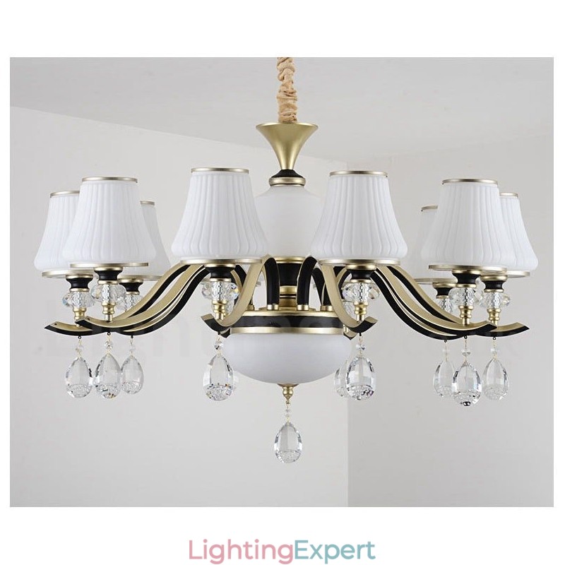 Modern Contemporary Retro Luxury Crystal Pendant Lamp Chandelier with Glass Shade