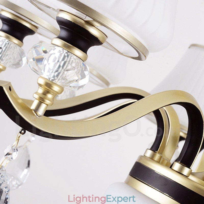 Modern Contemporary Retro Luxury Crystal Pendant Lamp Chandelier with Glass Shade
