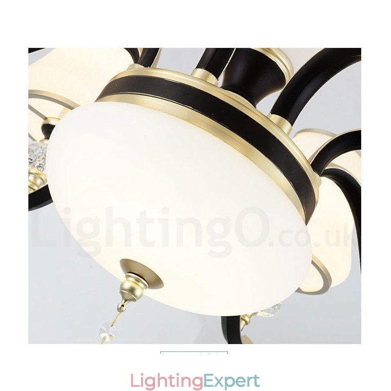 Modern Contemporary Retro Luxury Crystal Pendant Lamp Chandelier with Glass Shade