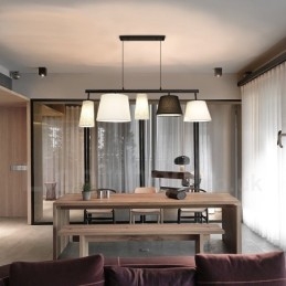 Modern Contemporary 5 Light Steel Pendant Light with Fabric Shade