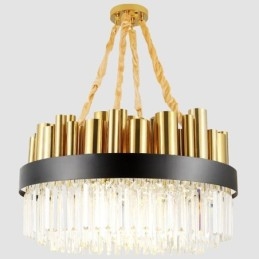 Modern Contemporary 16 Light Steel Pendant Light with Crystal Shade