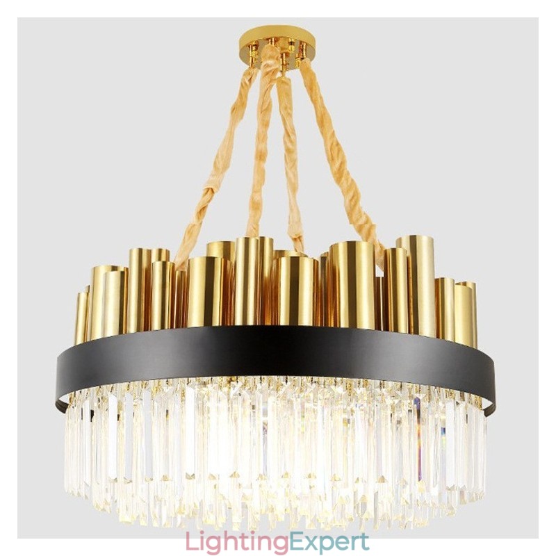 Modern Contemporary 16 Light Steel Pendant Light with Crystal Shade
