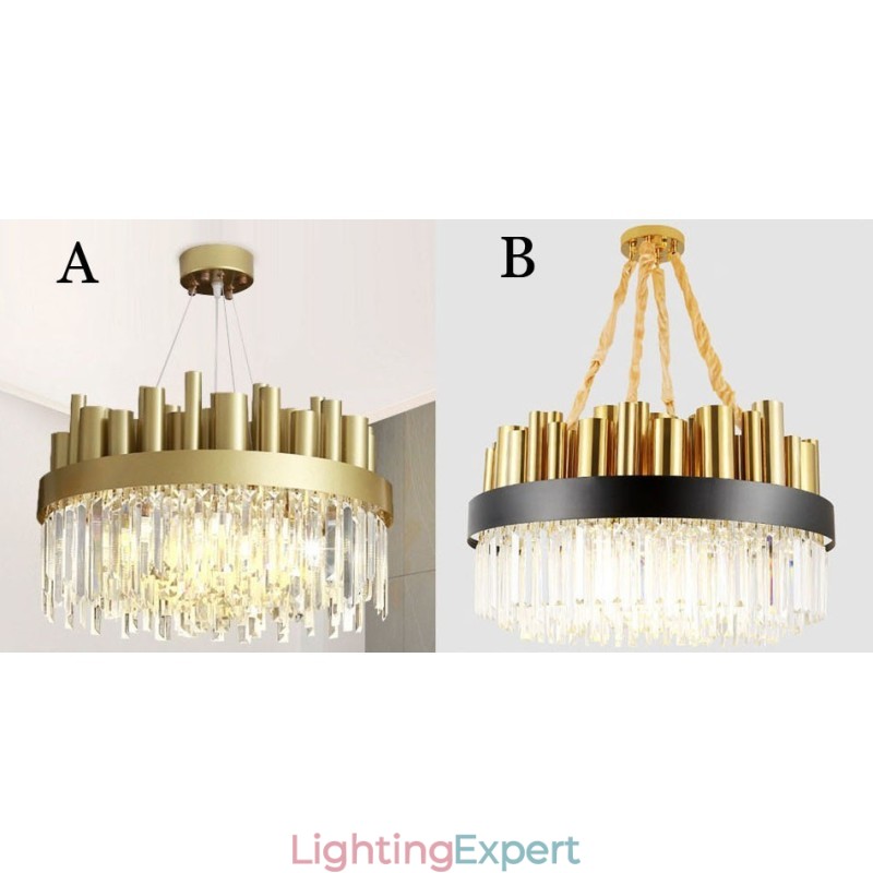 Modern Contemporary 16 Light Steel Pendant Light with Crystal Shade