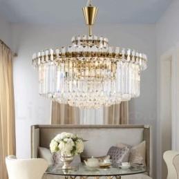 Modern Contemporary 9 Light Steel Pendant Light with Crystal Shade