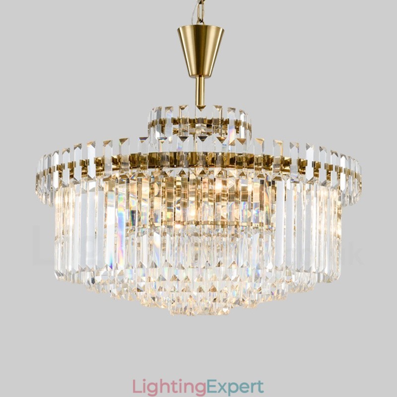 Modern Contemporary 9 Light Steel Pendant Light with Crystal Shade