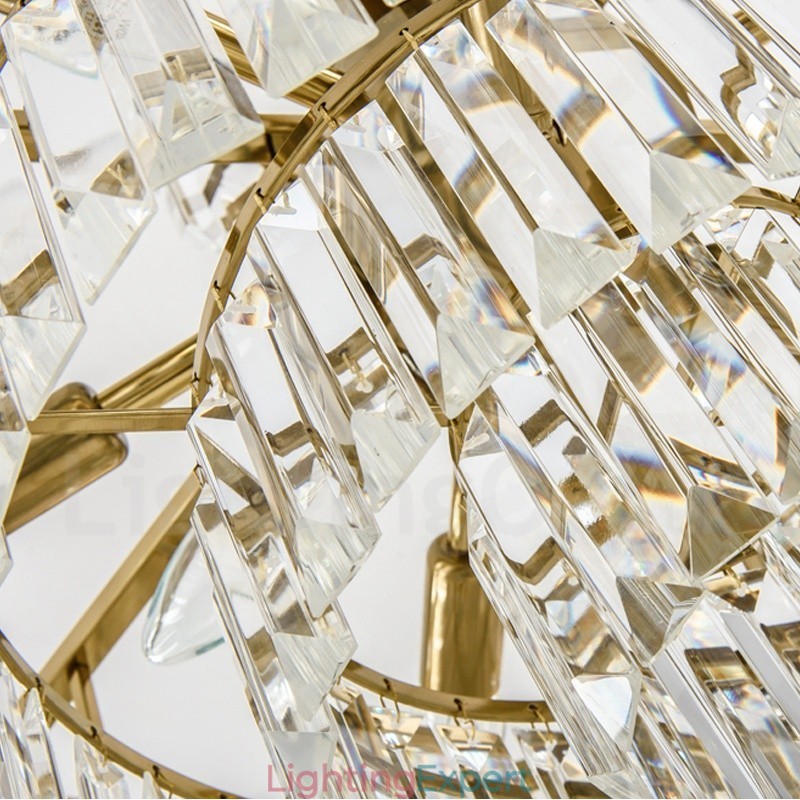 Modern Contemporary 9 Light Steel Pendant Light with Crystal Shade