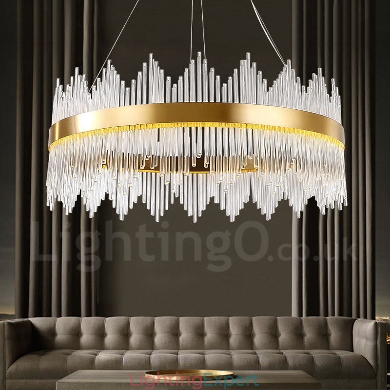 Modern Contemporary Light Steel Pendant Light with Glass Shade