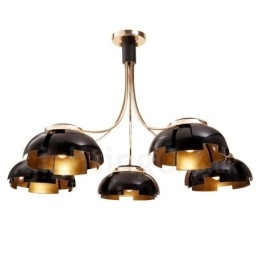 Modern Contemporary 5 Light Steel Chandelier with Acrylic Shade