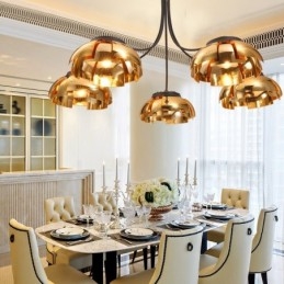Modern Contemporary 5 Light Steel Chandelier with Acrylic Shade