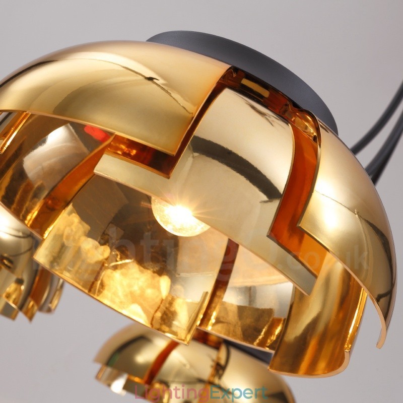 Modern Contemporary 5 Light Steel Chandelier with Acrylic Shade