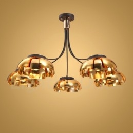 Modern Contemporary 5 Light Steel Chandelier with Acrylic Shade