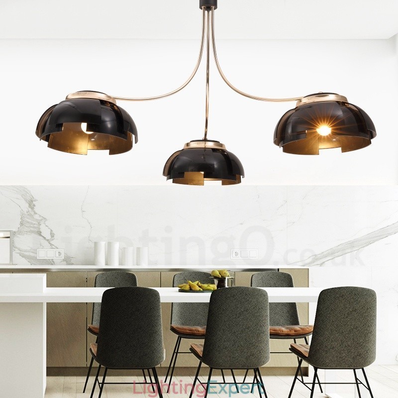 Modern Contemporary 3 Light Steel Chandelier with Acrylic Shade