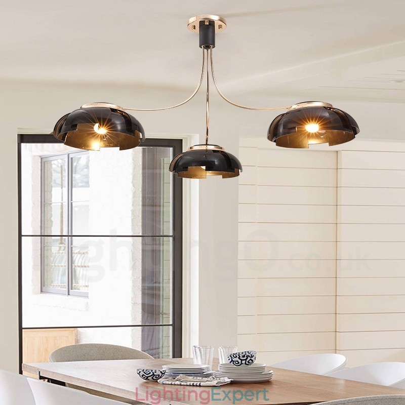 Modern Contemporary 3 Light Steel Chandelier with Acrylic Shade