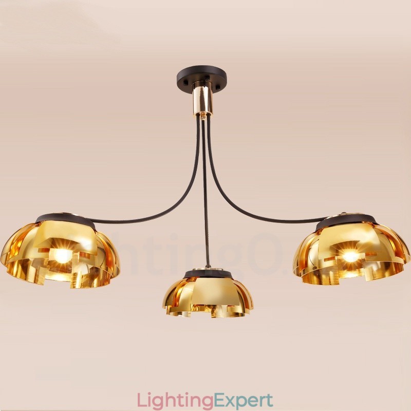 Modern Contemporary 3 Light Steel Chandelier with Acrylic Shade