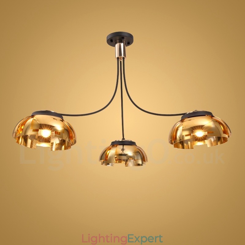Modern Contemporary 3 Light Steel Chandelier with Acrylic Shade