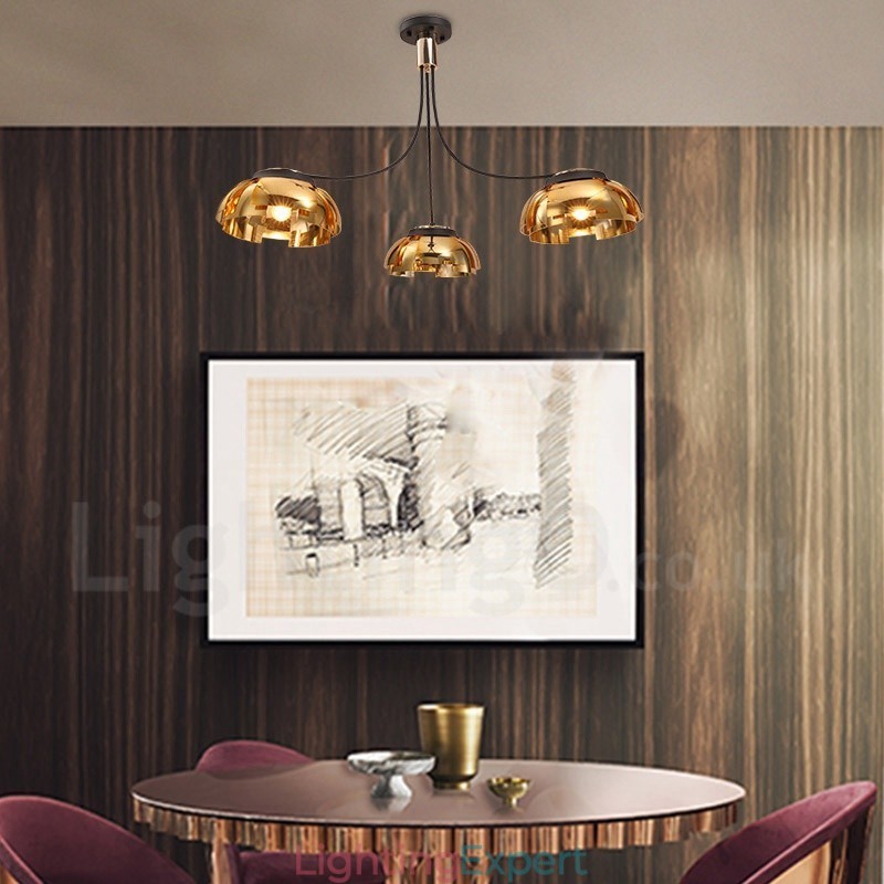 Modern Contemporary 3 Light Steel Chandelier with Acrylic Shade