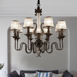 Modern Contemporary 8 Light Steel Chandelier with Acrylic Shade