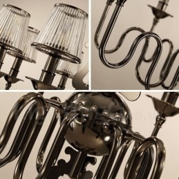 Modern Contemporary 8 Light Steel Chandelier with Acrylic Shade