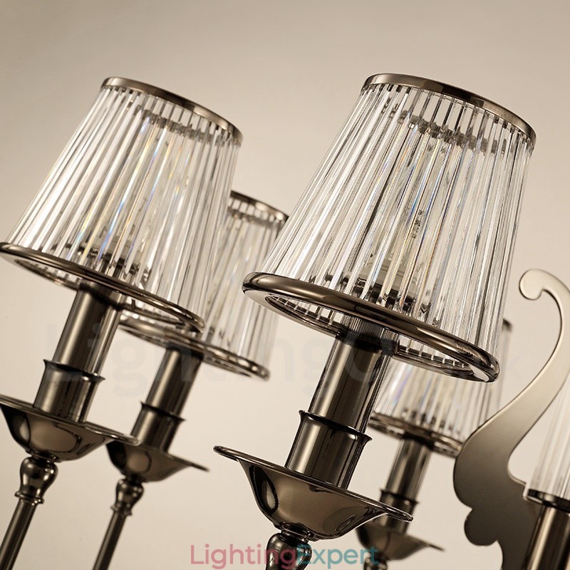 Modern Contemporary 8 Light Steel Chandelier with Acrylic Shade