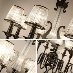 Modern Contemporary 6 Light Steel Chandelier with Acrylic Shade