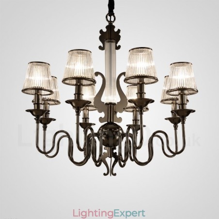 Modern Contemporary 15 Light Steel Chandelier with Acrylic Shade
